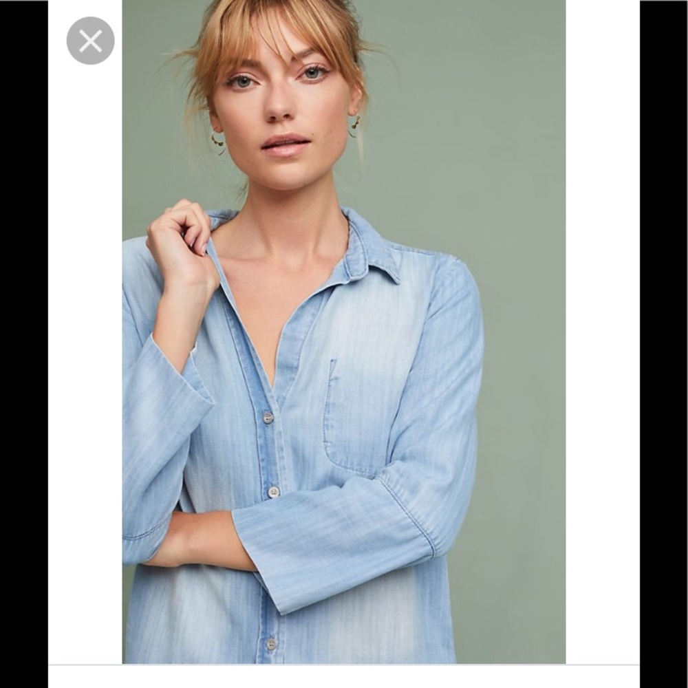 Cloth And Stone Chambray Button Down Split Back - image 1
